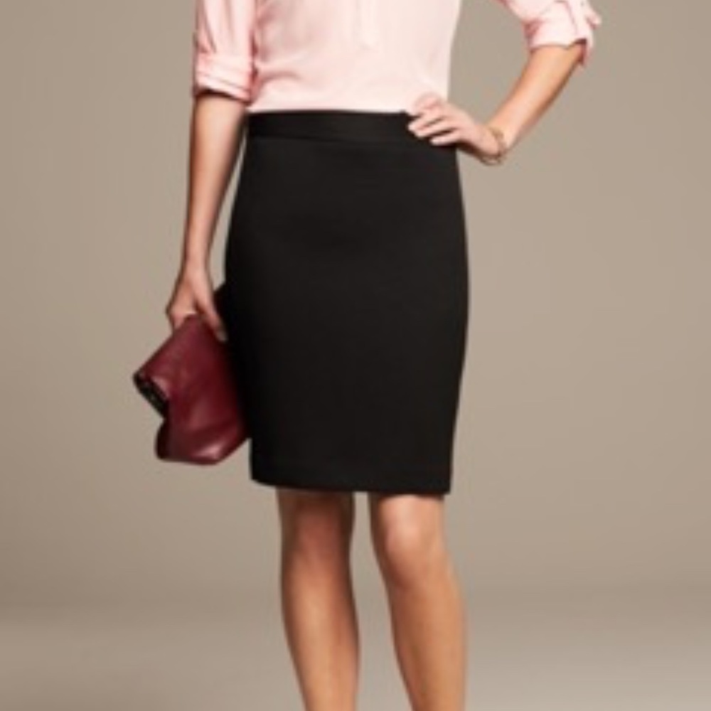 Banana Republic Tonal Texture Pencil Skirt Career Black